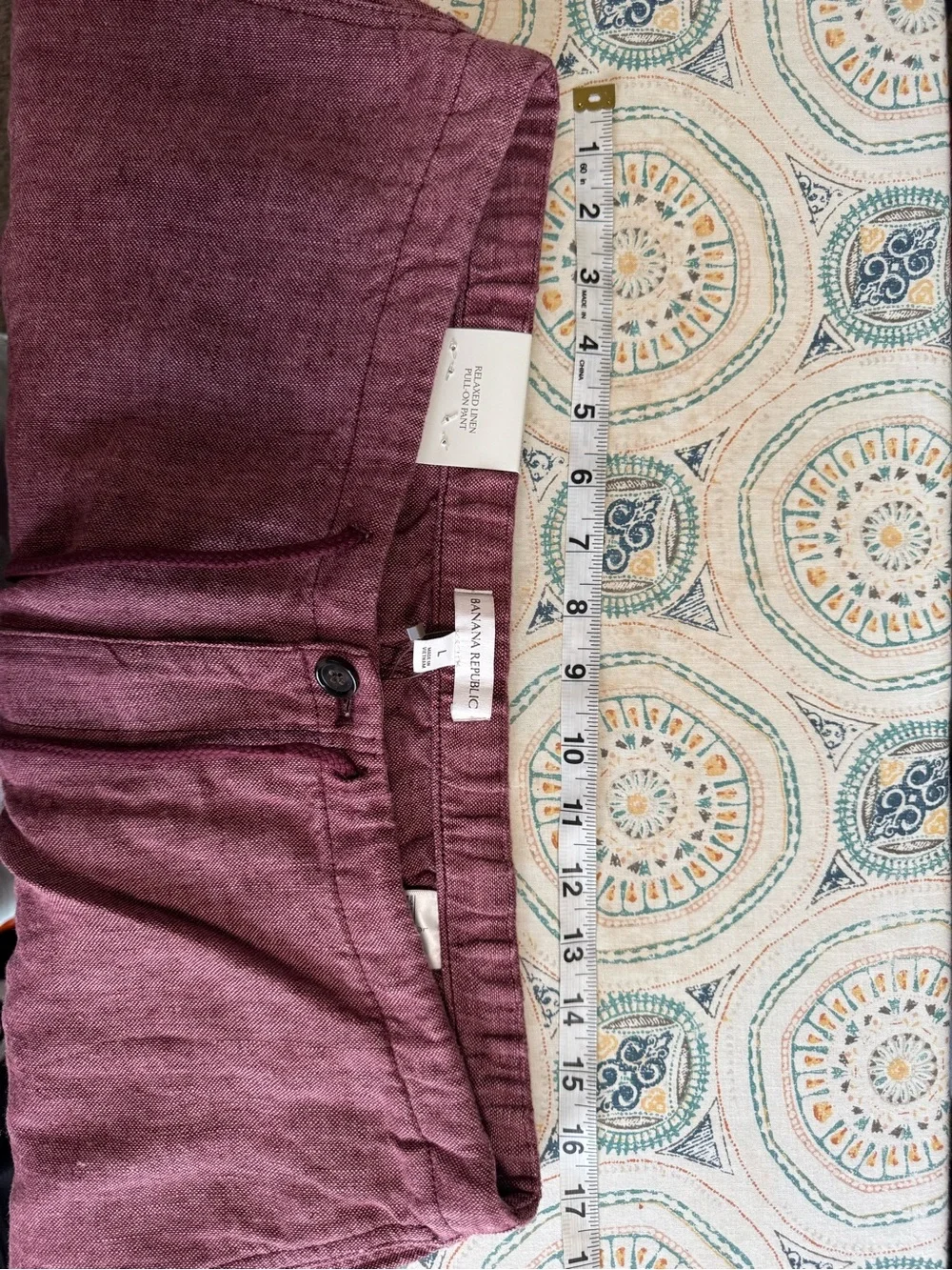 New Banana Republic Relaxed Linen Pull-On Beach Pant Plum/Wine Size Large NWT